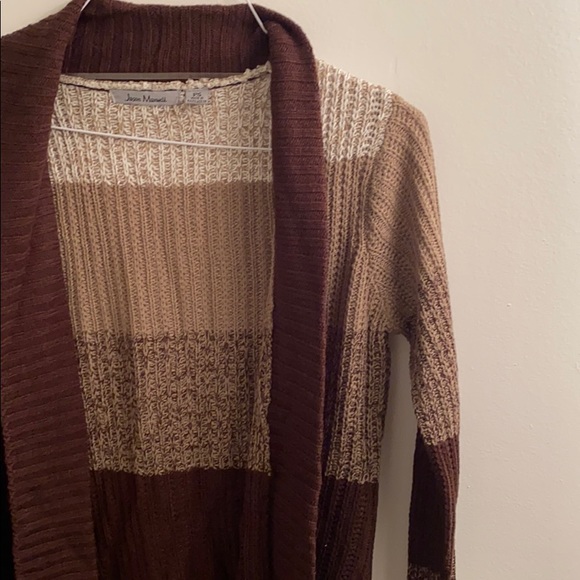 5/$25 Jason Maxwell Brown Striped Cardigan - Picture 2 of 5